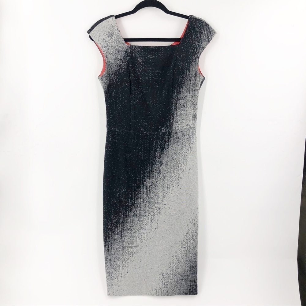 ✅ Yoana Baraschi BLACK/White Sheath CAP SLEEVE Dress Size 6